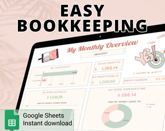 Easy Bookkeeping Template | Book Keeping Spreadsheet | Bookkeeping Small Business | Expense Spreadsheet | Accounting Template | Google Sheet