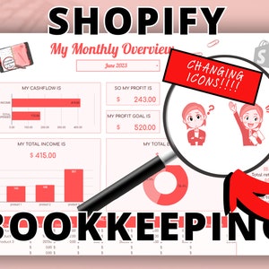 Small Business Bookkeeping Spreadsheet | Shopify | Profit And Loss | Inventory Template | Accounting Spreadsheet | Bookkeeper Social Media