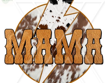 Western Cow print Mama PNG