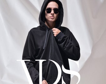 Woman Cosy Zipper Hoodie: Premium Design Front Zip and Oversized Hood - High-End Fashion Classic by VDS ensemble