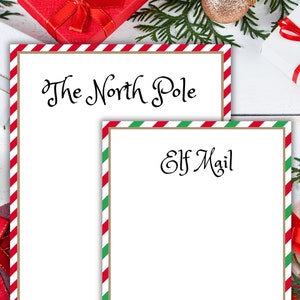 Correo en blanco del Polo Norte, nota en blanco de elfo, papel de papelería navideño, membrete de papelería de Papá Noel, correo de elfo imprimible en formato PDF, descarga instantánea