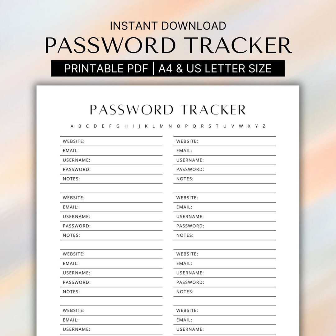Password Tracker Printable, Password Log, Address Book Pages, Planner ...