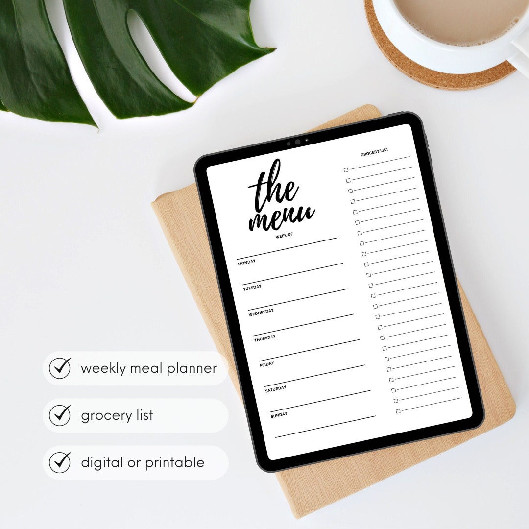 Digital Weekly Meal Planner & Grocery List | Digital Download for ...