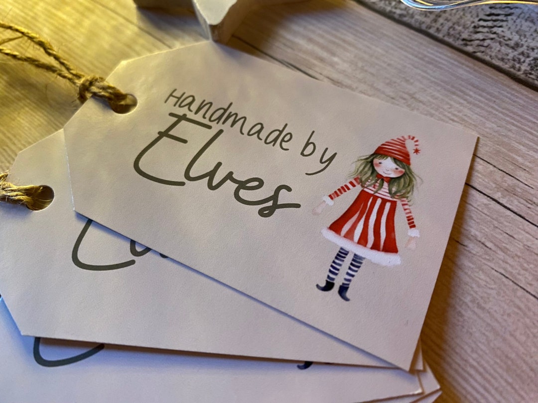 Handmade by Elves Gift Tags Swing Labels Quirky Seasonal Label Etsy