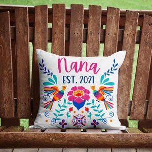 Gift for grandma personalized outdoor pillow birthday gift mothers day gift talavera throw pillow abuela established date new grandmother