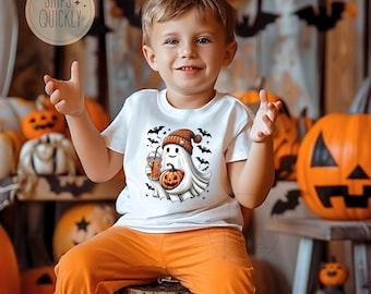 Halloween-shirt voor jongens herfstshirt Retro Halloween-T-shirt voor kinderen Halloween-shirt jongens grafische T-shirts Halloween-T-shirt voor kinderen Ghost Pumpkin