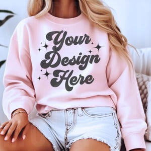 Gildan 18000 Light Pink Sweatshirt Mockup Sweatshirt Mock Up Sweatshirt mockups sweatshirt mockups gildan mockups womens sweatshirt