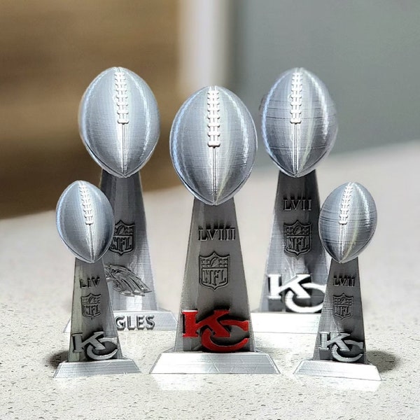 Super Bowl LVIII 2024 , LVII or custom NFL  Lombardi Replica  Championship Trophy Kansas City Chiefs Football 3D printed