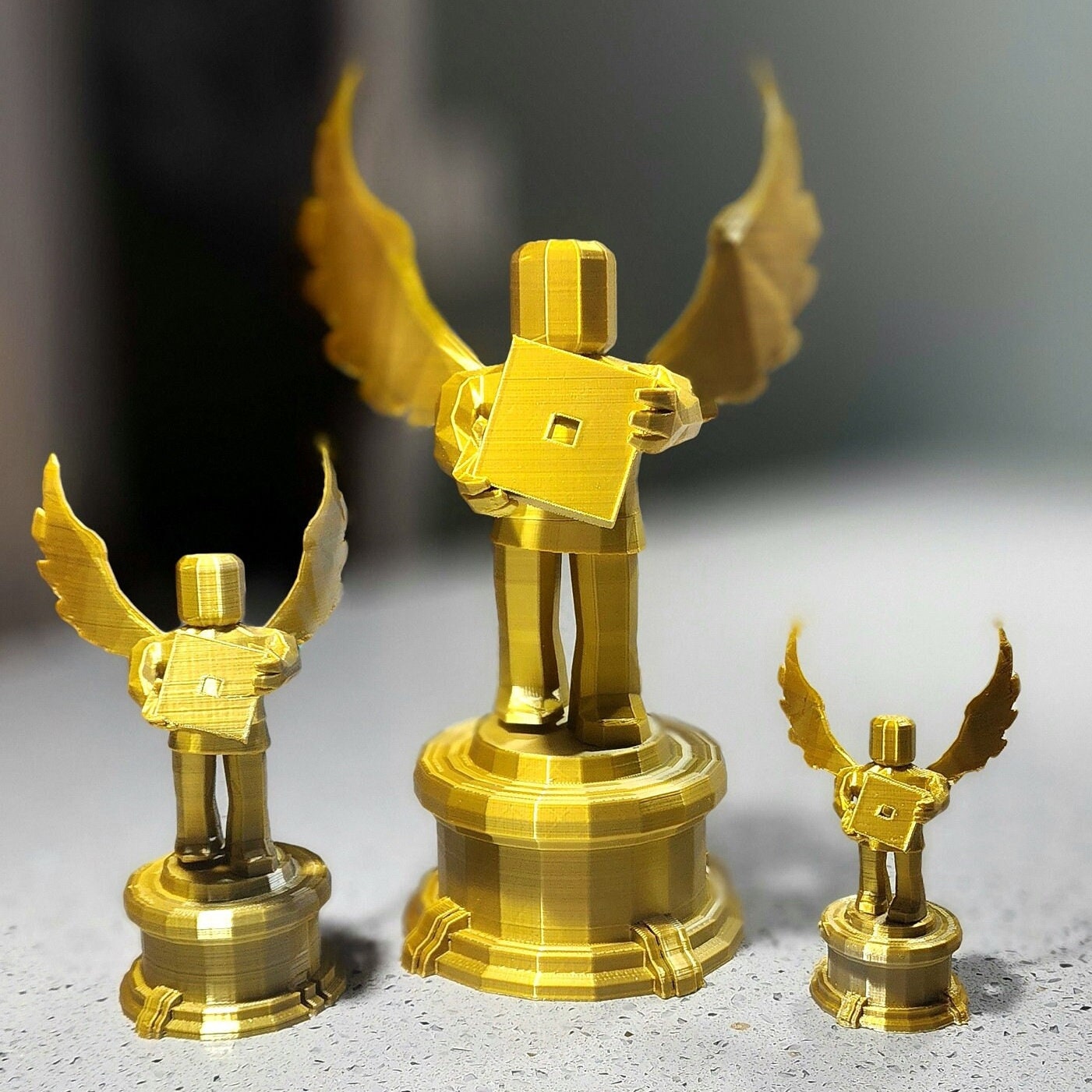 Roblox Logo Trophy real Wood Base Optional 