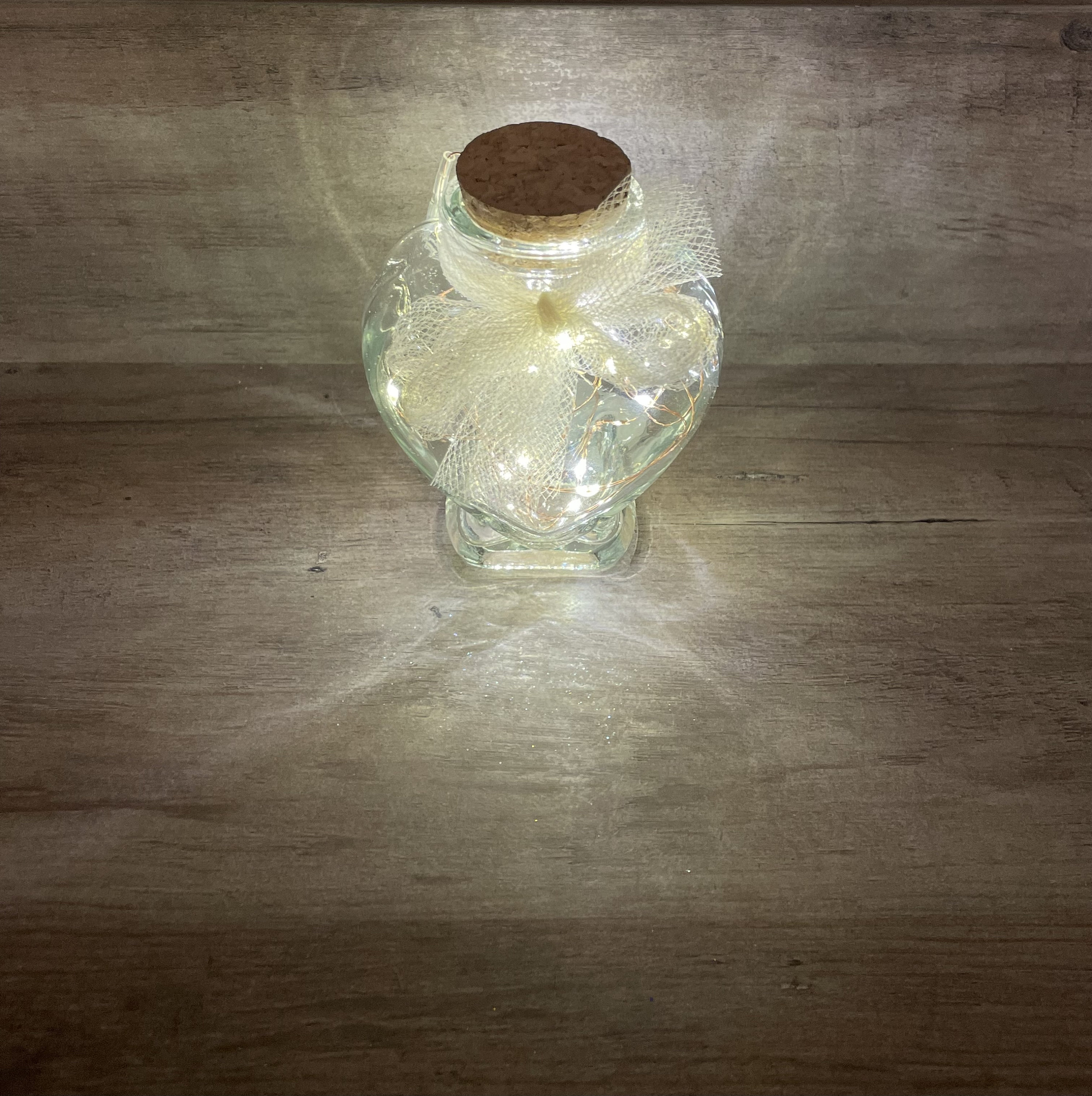 Mini Heart Shaped Glass Jar With Cork Lid and Firefly Etsy