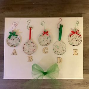 Festive handmade resin Christmas ornaments