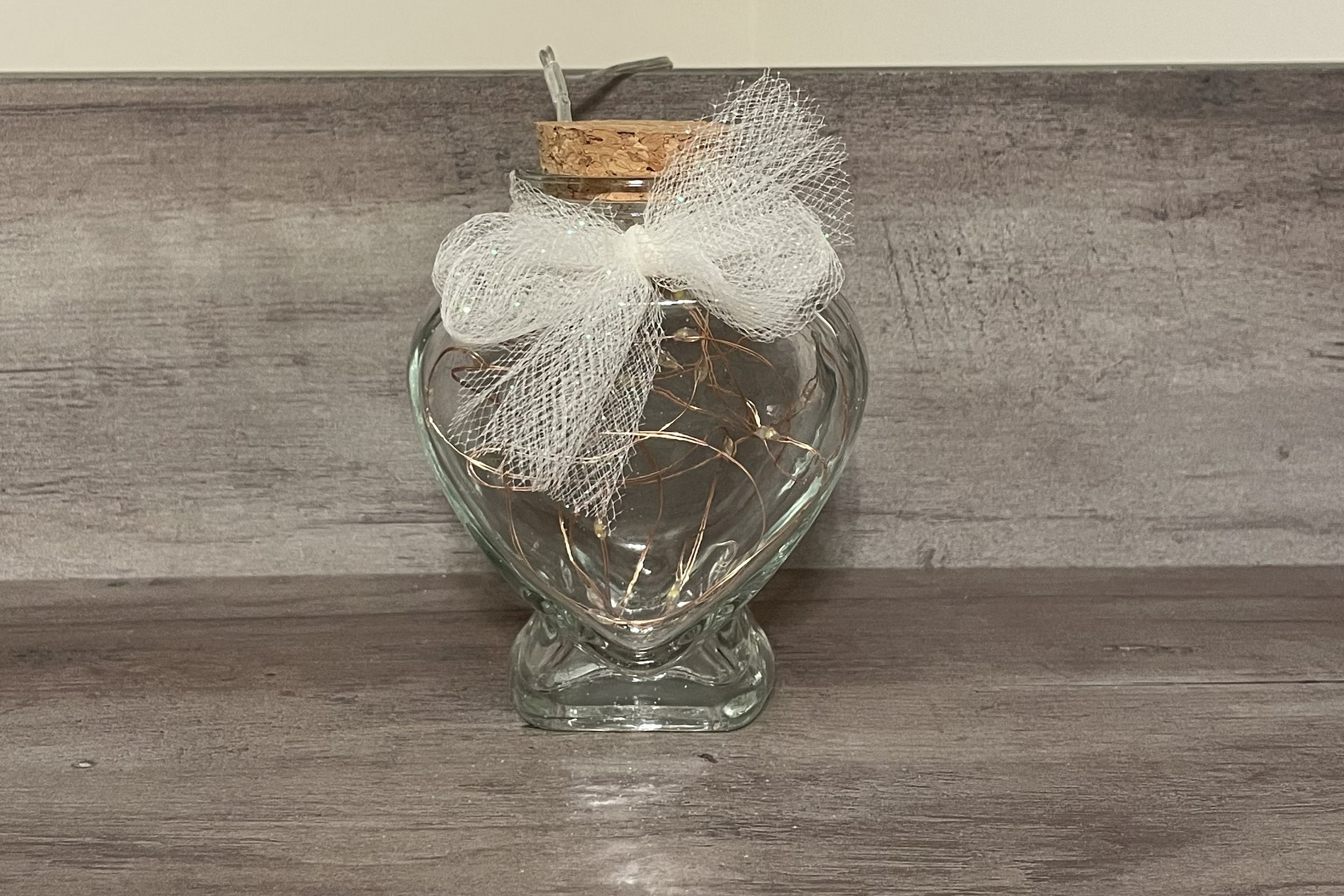 Mini Heart Shaped Glass Jar With Cork Lid and Firefly Etsy