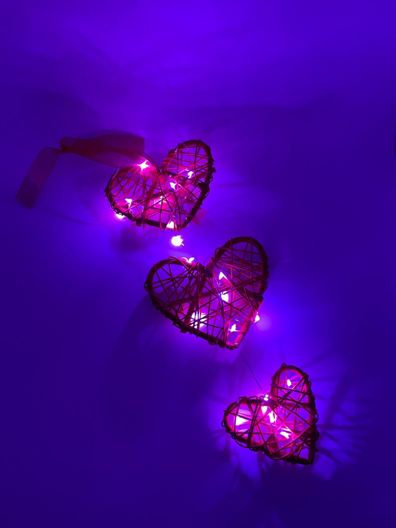 Valentines Day Hanging Heart Decoration With Pink Lighting Etsy
