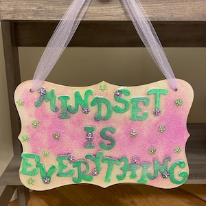MINDSET IS EVERYTHING wooden motivational sign with epoxy resin overlay