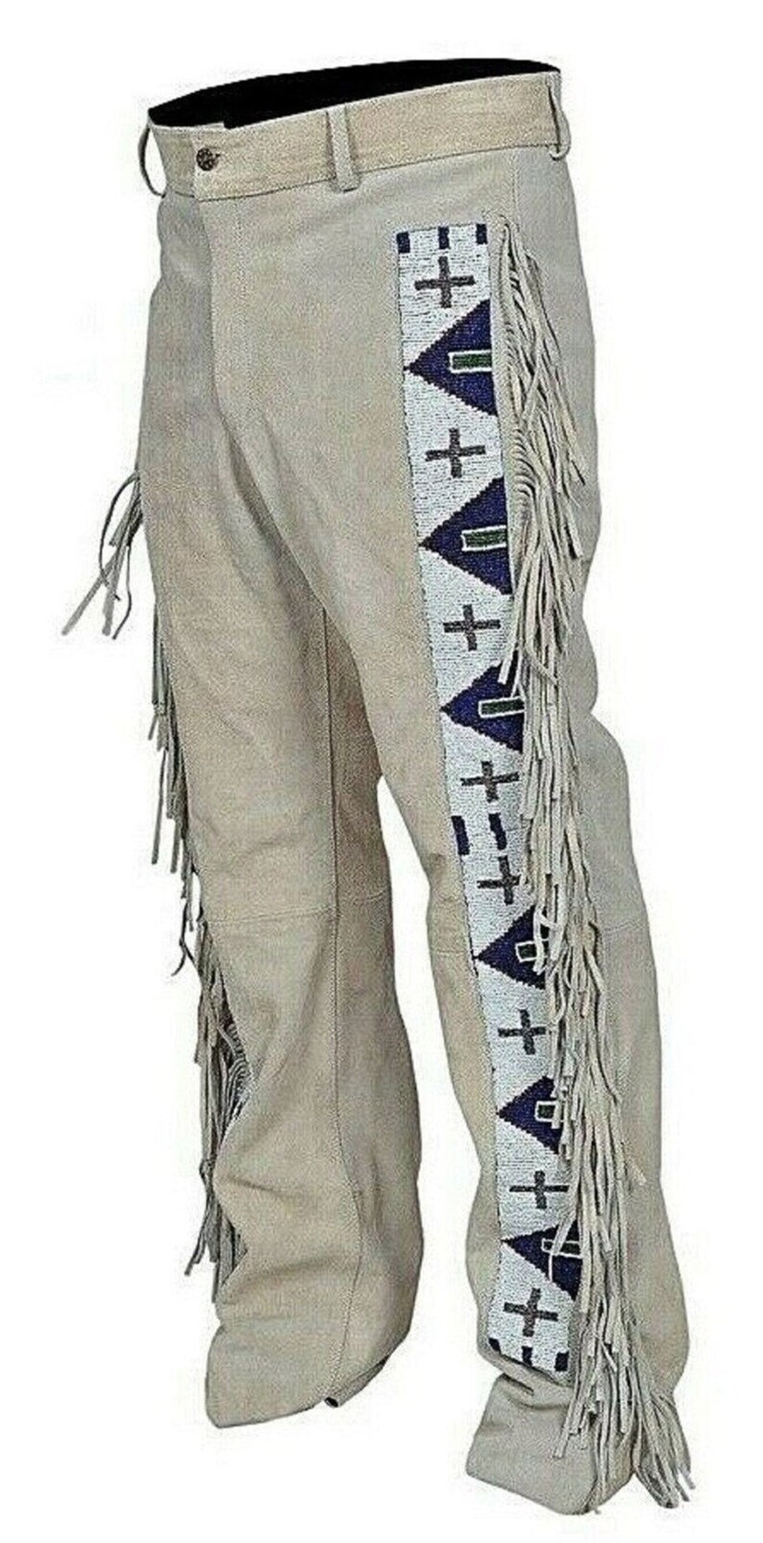 Mens Leather Buckskin Bead Suede Pant Trouser Jeans Yellow Etsy