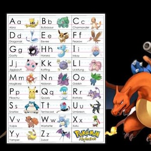 Pokemon ABC Chart Printable Page | Printable Preschool Nursery Wall Art Alphabet | classroom Letter ABCs | Pre K Poster