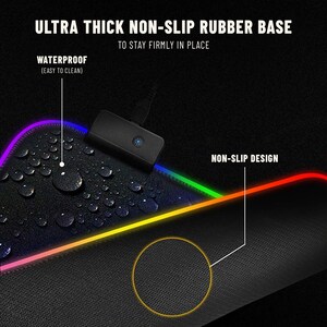 The desk mat proudly showcases its ultra-thick, non-slip rubber base, ensuring a secure grip to stay firmly in place. Furthermore, this base is waterproof and incredibly easy to clean, making the mat highly practical and convenient.