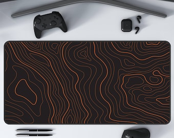Tapis de souris orange pour carte topographique, Tapis de souris de jeu à surface lisse pour un contrôle et une vitesse maximum, Tapis de souris étanche avec base antidérapante