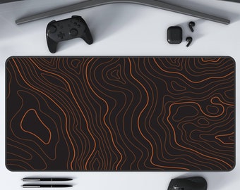 Topographic Gaming Tappetino Per Mouse XXL - 80x30 Cm - Impermeabile E Antiscivolo - Bordi Cuciti - Nero