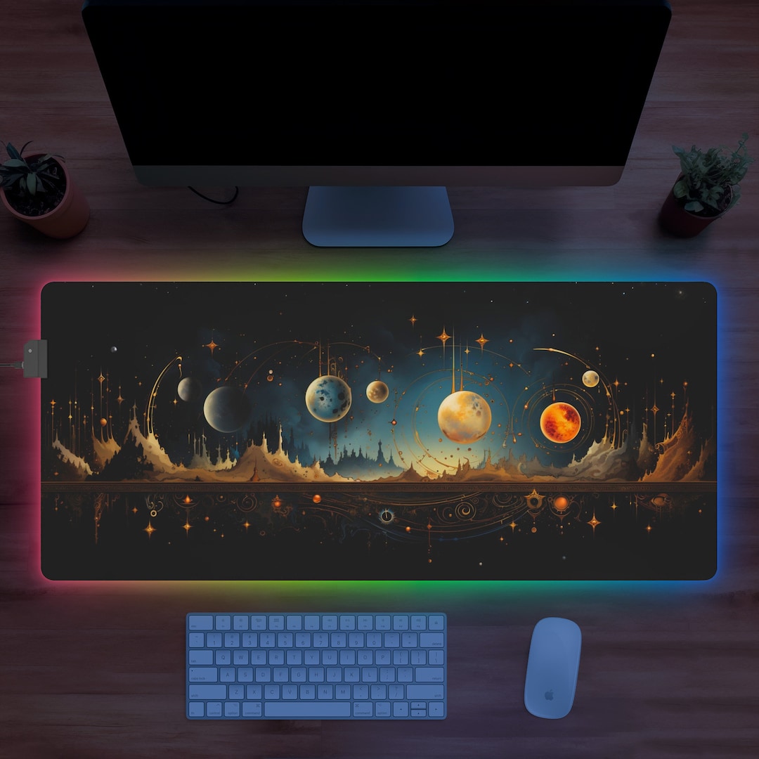 Celestial Spheres Desk Mat LED, X-large Non-slip Rubber Base Mousepad ...