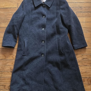Vtg 60/70s Pendleton Coat Womens 16 L Gray 100% Wool Brushed Flannel Pea Overcoat