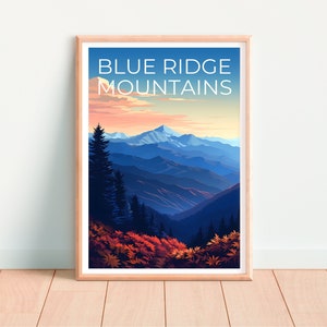 Blue Ridge Mountains Travel Poster, Nature Wall Art, Nature Print, Blue Ridge Mountains Poster, Mountain Poster, Forest Poster