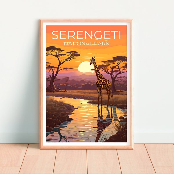 Serengeti Travel Poster, Tanzania Wall Art, Tanzania Print, Serengeti Poster, Giraffe Poster, City Poster, Safari Poster