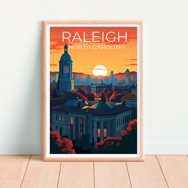 Raleigh Travel Poster, North Carolina Wall Art, North Carolina Print, Raleigh Poster, North Carolina Poster, City Poster, Raleigh Artt