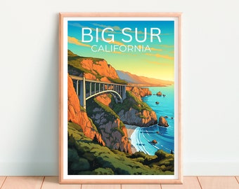 Big Sur Travel Poster, California Wall Art, California Print, Big