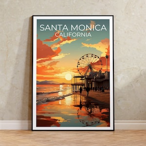 Santa Monica Travel Poster, California Wall Art, California Print,Santa Monica Poster, California Poster, City Poster, Santa Monica Art