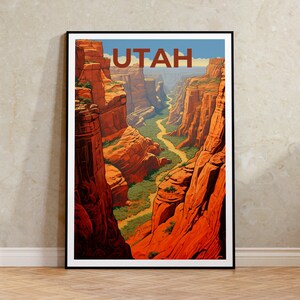 Póster de viaje de Utah, Arte mural de Utah, Impresión de Utah, Póster de Utah, Póster de Zion, Arte de Utah