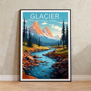 Glacier National Park Travel Poster, Montana Wall Art, Montana Print, Glacier National Park Poster, Montana Poster, Nature Poster