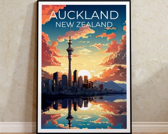 Auckland Travel Poster, New Zealand Wall Art, New Zealand Print, Auckland Poster, New Zealand Poster, Sky Tower Poster, Auckland Print