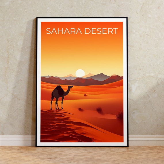 Sahara Desert Travel Poster, Africa Wall Art, Africa Print, Sahara