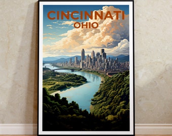 Cincinnati Travel Poster, Ohio Wall Art, Ohio Print, Cincinnati Poster, Cincinnati Poster, City Poster, Cincinnati Art