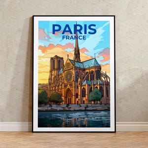 Paris Travel Poster, Notre Dame Wall Art, Notre Dame Print, Paris Poster, Europe Poster, City Poster, Paris Art