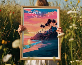 Santa Cruz California Travel Poster: Coastal Beach Wall Art - Etsy
