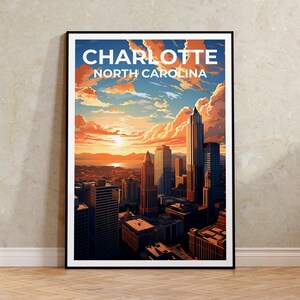 Charlotte Travel Poster, North Carolina Art, North Carolina Print, Charlotte Poster, North Carolina Poster, City Poster