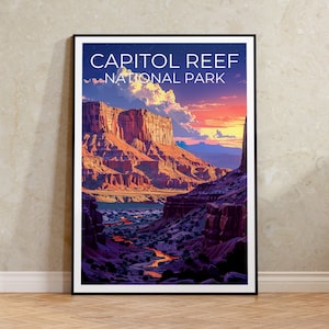 Capitol Reef National Park Poster, Utah Poster, Utah Art, Capitol Reef Print, Hiking Poster, Utah Print, Hiking Poster