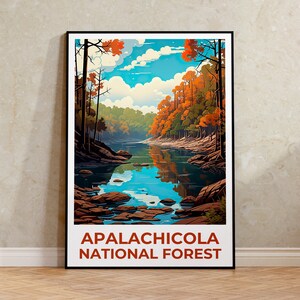 Apalachicola Wald Reiseplakat, Florida Wandkunst, Florida Druck, Apalachicola Wald Plakat, Apalachicola Waldkunst