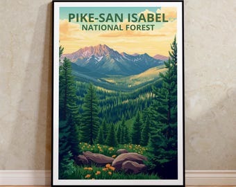 Pike-San Isabel Poster, National Forest Wall Art, Colorado Mountains Print