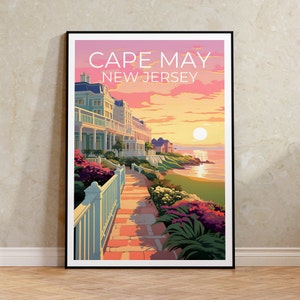 Cape May Travel Poster, New Jersey Wall Art, New Jersey Print, Cape May Poster, New Jersey Poster, Cape May Print