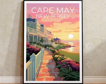 Cape May Travel Poster, New Jersey Wall Art, New Jersey Print, Cape May Poster, New Jersey Poster, Cape May Print