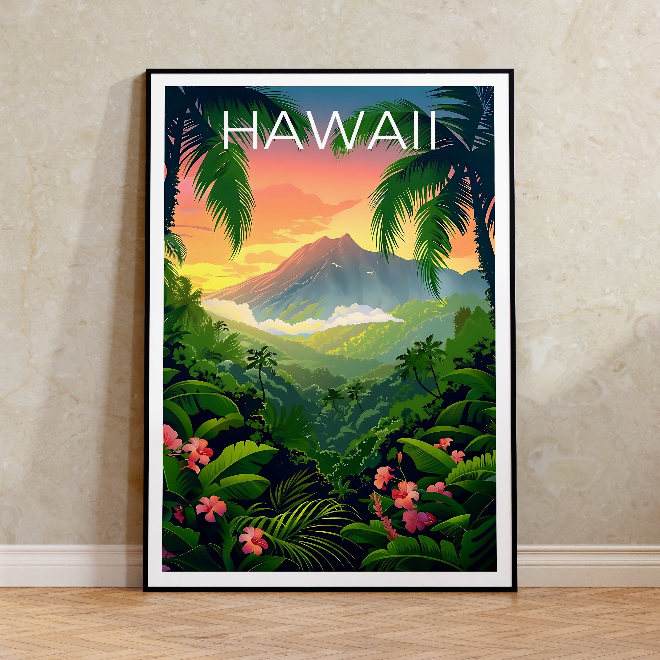 Hawaii Poster, Hawaii Print, Tropical Island Poster, Island Print