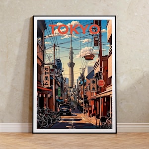 Tokyo Travel Poster, Japan Print, Tokyo City Wall Art, Japanese Bar Illustration, Cityscape Poster, Home Decor, Birthday Gift