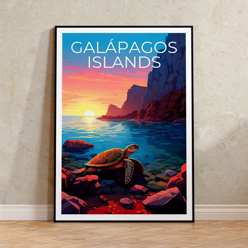 Galápagos Islands Poster, Galapagos Poster, Turtle Art, Turtle Print ...
