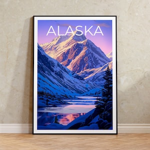 Alaska Travel Poster, Alaska Wall Art, Alaska Print, Alaska Poster, Mountain Poster, Nature Poster, Alaska Art