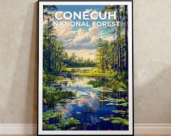 Conecuh National Forest Poster, Alabama Wall Art, Woodlands Print