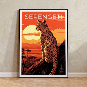 Serengeti Travel Poster, Cheetah Wall Art, Cheetah Print, Serengeti Poster, Cheetah Poster, Safari Poster, Serengeti Print
