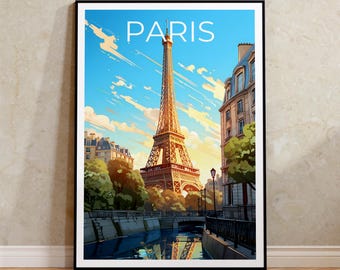Póster de viaje de París, arte mural de Francia, lámina de Francia, póster de París, póster de la Torre Eiffel, póster de ciudad, arte de París